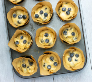 Muffin batter with blueberry