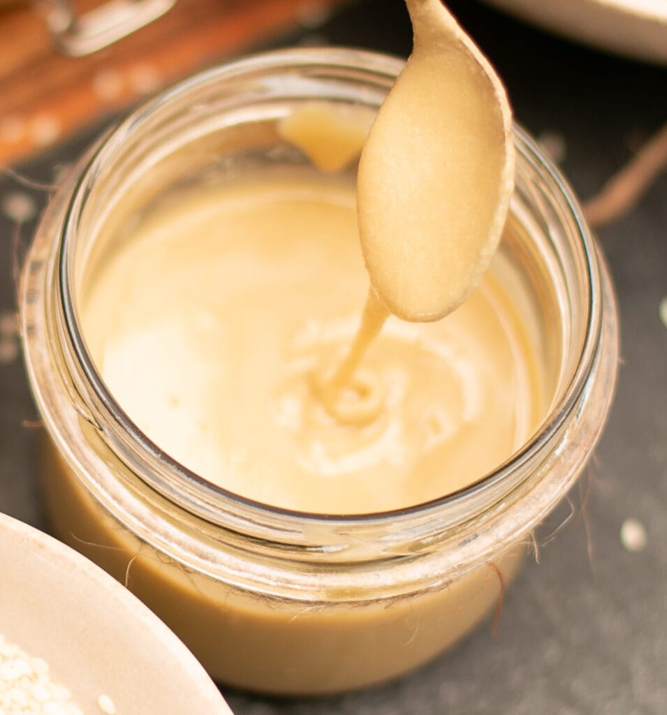 tahini from hulled sesame seeds and olive oil